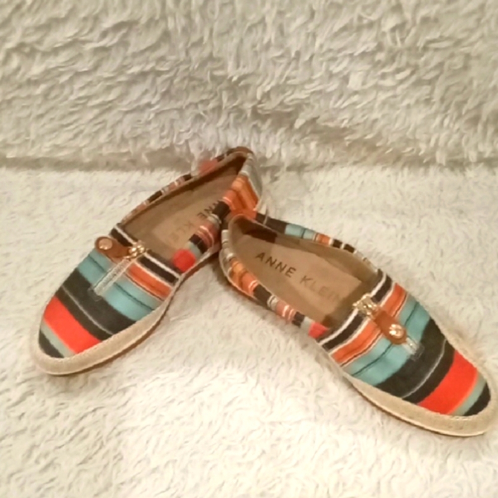 Anne Klein Red and Orange Espadrilles Strappy Summer Shoes